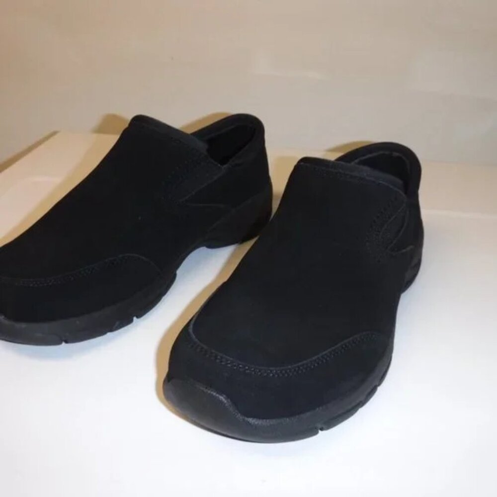 LANDS END WMNS ALL WEATHER SUEDE MOCS, SIZE 10 BLACK, NEW!!!